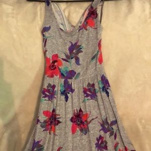 New, without tags, small, full length, maxi dress. Grey with floral print.